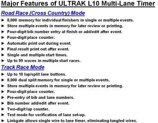 Six Lane ULTRAK L10 6B Timer w/ Printer, Computer Interface and 6 Lane 