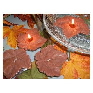Rusty Brown Sycamore Leaves Floating Candles (3 Pack)  