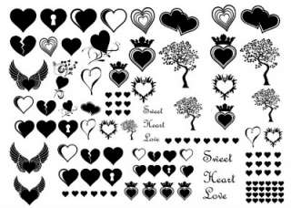 Heart Black 5 X 7 Card Low/No Fire Fused Glass Decals  