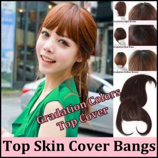 Clip in on Bangs Fringes Hair Extensions Topper Pieces Top Skin Cover 