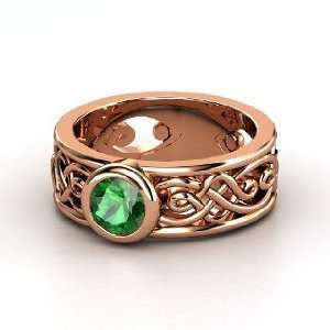  Alhambra Ring, Round Emerald 14K Rose Gold Ring Jewelry