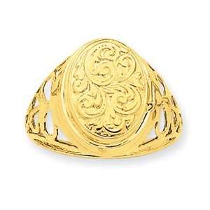   Jewelry Gift 14K 13Mm Oval Half Cartouche Locket Ring Size 6.25