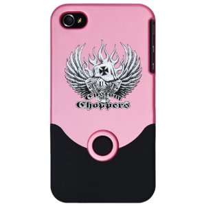 iPhone 4 or 4S Slider Case Pink US Custom Choppers Iron Cross Hat and 
