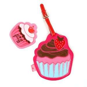  Cupcake luggage tag   strawberry topped by Fluff