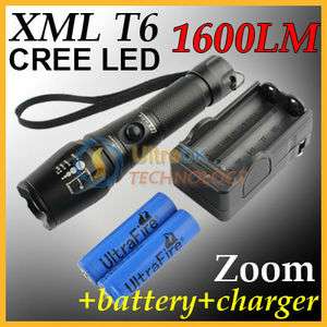   1600lm CREE XM L T6 LED Flashlight Torch Light+Battery+Charger  