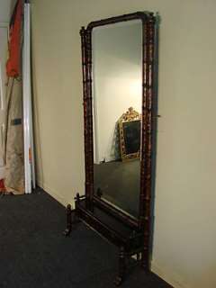 Vintage Faux Bamboo Faux Tortoise Shell Chevelle Mirror  
