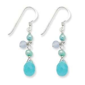   Blue Topaz/Agate/Blue/Freshwater Cultured Pearl Earrings Jewelry