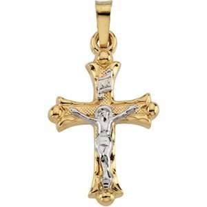  14 Karat Two Tone Gold Crucifix Pendant Diamond Designs 