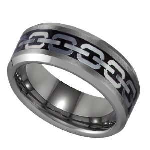  Tungsten Band with Chain Link Patten, Size 8 12 Jewelry