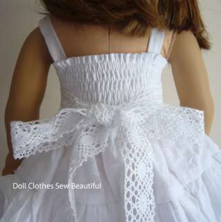 18 Inch Doll Clothes White Cotton Sun Dress W/ Ruffles  