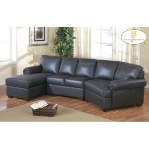   Contemporary 100% Brown Leather Sectional Sofa