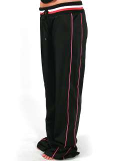 NEW SRH Womens RACE WAY PANT Sweatpants Black w/ Pink Stripe S M L 