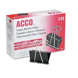  ACCO  Large Binder Clips, Steel Wire, 5/16 Capacity, 2w 