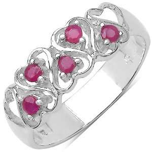 0.30 Carat Genuine Ruby Sterling Silver Ring Jewelry