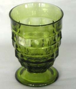 INDIANA GLASS AMERICAN WHITEHALL FOOTED GREEN JUICE TUMBLER(S)  