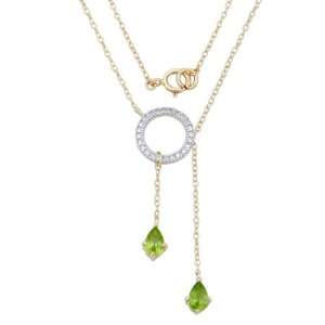   Peridot and Diamond Accent Open Circle Lariat Necklace, 17 Jewelry