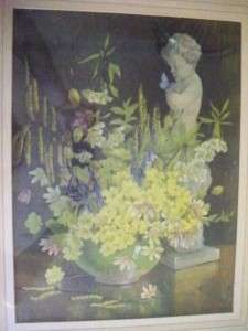 Edith Alice Andrews Watercolor Cherub Floral Painting  