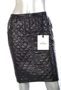 NEW MONCLER STYLISH BLACK QUILTED DOWN PENCIL SKIRT 40/6  