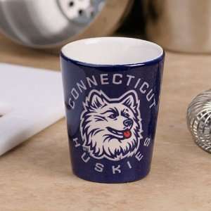 Connecticut Huskies (UConn) Navy Blue Black Classic Ceramic Shot Glass