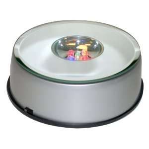 Rotating Mirror on Top Colored 4 LED Lights Illuminated Display Stand 