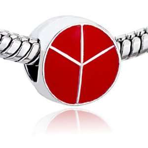  Red Peace Symbol Beads Fits Pandora Charm Bracelet 