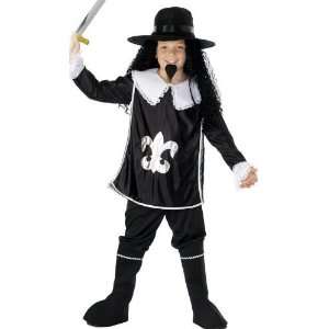  Smiffys New Black Boys Musketeer Fancy Dress Costume Ages 