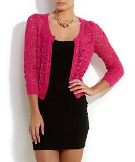 Bright Pink (Pink) Pointelle Knit Pink Cardigan  245460876  New Look