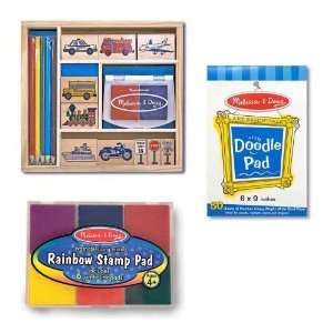   Vehicles Stamp Set Plus Rainbow Stamp Pad and Doddle Pad Toys & Games