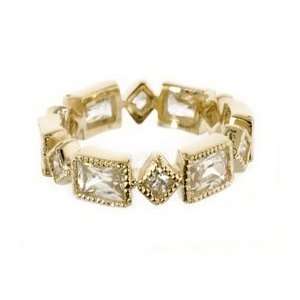   Sterling Silver CZ & Gold Vermeil Eternity Ring, 6 [Jewelry] Jewelry