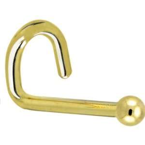   Yellow Gold 1.5mm Ball Left Nostril Screw Ring   20 Gauge Jewelry