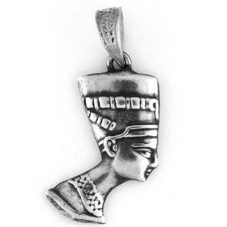 Egyptian Queen Nefertiti Pewter Pendant on Cord Necklace Jewelry 