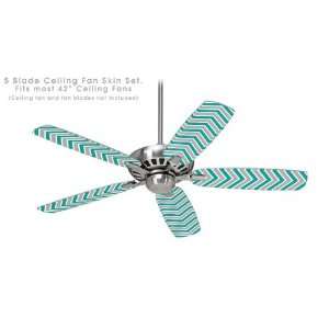 Ceiling Fan Skin Kit (fits most 42inch fans)   Zig Zag Teal and Gray 