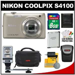  Nikon Coolpix S4100 14.0 MP Digital Camera (Silver) with 