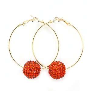 Basketball Wives Orange Fireball Sparkle Bead Hoop Earrings Small Size