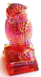 DAGENHART WISE OL OWL CARNIVAL GLASS RUBY RED  