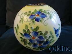 Nice 19th C. Hand Painted Floral Kerosene Banquet Ball Lamp Shade N/R 