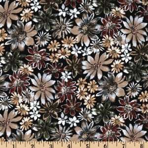  45 Wide Le DeCor Small Packed Floral Black Fabric By 