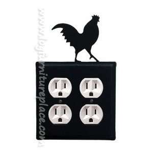  Wrought Iron Rooster Double Outlet Cover