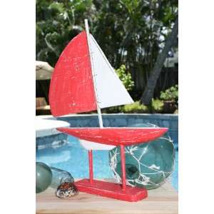 RACING SAIL BOAT RED NAUTICAL 20   HAND CARVED 