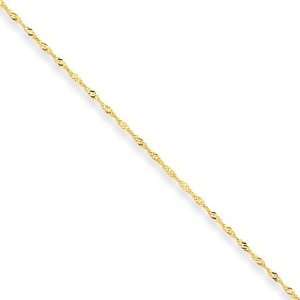    1mm, 14 Karat Yellow Gold, Singapore Chain   24 inch Jewelry