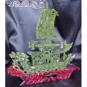  Small Jade Ship 20 Cm Long. 