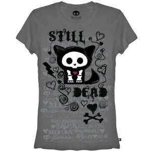  Skelanimals Kit the Cat Dead Doodle Kit Gray T shirt Small 