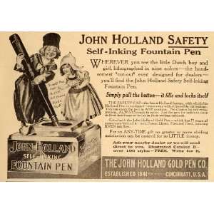   Fountain Pen Ink Dutch Boy Girl   Original Print Ad