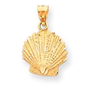  Solid 14k Gold Seashell Pendant Jewelry