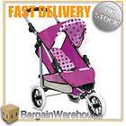 DOLLS DELUXE 3 WHEELER PRAM PUSH CHAIRE POLKA DOTTED (P