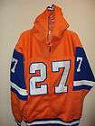 Denver Broncos Orange Atwater # 27 Vintage Looking Hoody Jacket Sizes 