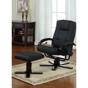   Pcs Massage Recliner Chair Set (Faux leather Black)