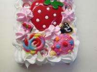 3D Pink Cute Candy Cream Cake Bling Case for iPhone 4 4S Black or 