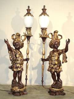 Cast Bronze Blackamoor with French Lamp  