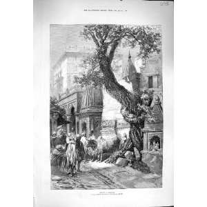  1876 Street Scene Benares Architecture Antique Print